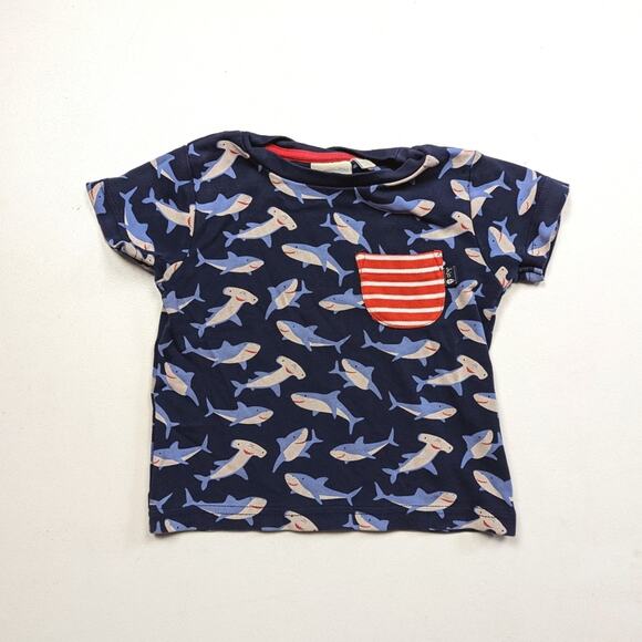 Jojo Maman Bebe T-Shirt Boys Size 18-24m Sharks Short Sleeve - Picture 1 of 3